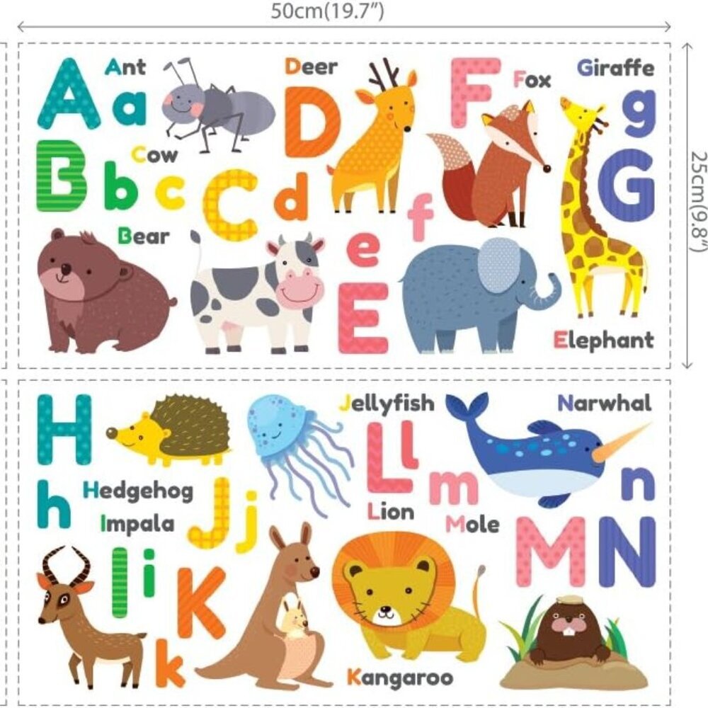 ABC Colourful Animal Alphabet Wall Stickers - BRAND NEW - Picture 6 of 8